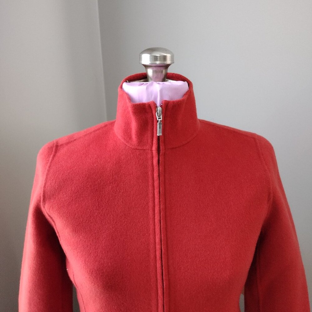 Carole Little 100 Boiled Wool Red Zip Up Jacket Blzer Pockets XS